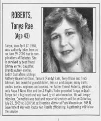 Obituary for Tanya Rae ROBERTS, 1966-2009 (Aged 43)