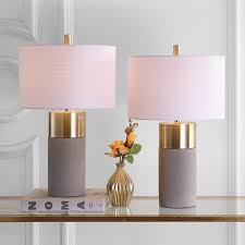 Gold nightstand lamp set of 2. Safavieh Lighting Collection Oliver Grey Concrete Gold Bedroom Living Room Home Office Desk Nightstand Table Lamp Set Of 2 Led Bulbs Included Buy Online In Costa Rica At Desertcart Cr Productid 112021558