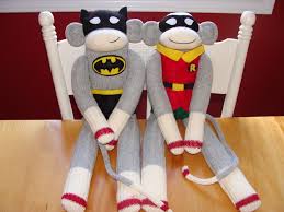 Batman And Robin Sock Monkeys I Love How Robin Turned Out Stuffed Animal Patterns Sock Crafts Animal Sewing Patterns