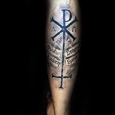 A tattoo bearing this symbol can only give a good image of a person with a most worthy quality of devotion! 50 Chi Rho Tattoo Designs For Men Christian Symbol Ink Ideas