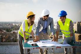 Architects Business Manager And Engineer Meeting Project At Building Site Architect Engineering Business Management