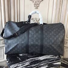 Black And White Louis Vuitton Duffle Bag Louis Vuitton M40605 Keepall Bandouliere 55 Monogram Eclipse Canvas Louis Vuitton Duffle Bag Louis Vuitton Louis Vuitton Handbags