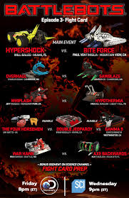 Battlebots On Twitter This Week S Fight Card Is Up And Check It Out Double Jeopardy Will Be Unleashing The First Ever Untethered Projectile Ever Fired In The Battlebox Don T Miss It And