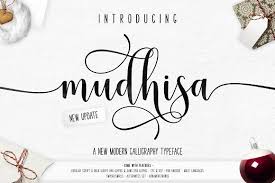 Weddings, invitations, greeting cards, posters, name card, quotes, blog header, branding, logo. Mudhisa Script 4 Font 20 Off By Barland On Creativemarket Desain