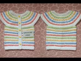 Son Donemlerin En Yeni Trendi Olan Evde Kalan Ipleri Degerlendirmeniz Icin Yakadan Baslamali Citir Modeli Bebek Yel Knitting Designs Baby Knitting Crochet Baby