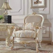 Traditional Chair In White Fabric Traditional Style Homey Design Hd 2669 In 2021 Victorian Living Room Furniture White Sofa Set
