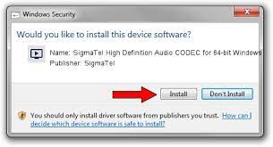 A free software bundle for high quality audio and video playback. Download And Install Sigmatel Sigmatel High Definition Audio Codec For 64 Bit Windows Driver Id 1865123