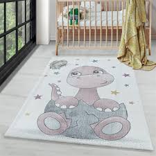 Waschbarer kinderteppich rosa prinzessin einhorn design my2523. Kurzflor Kinderteppich Design Dino Baby Saurier Kinderzimmer Teppich Rosa