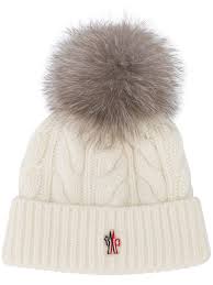 Moncler Grenoble Fox Fur Pom Pom Beanie Hat White Fur Pom Pom Beanie Pom Pom Beanie Hat Fur Pom Pom
