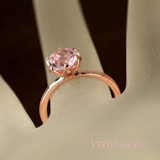 Kunzite Rose Gold Ring Pink Stone Ring Tulip Flower Solitaire Ring Pink Stone Rings Pink Ring Pink Stone