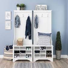 27 Narrow Hall Tree With 9 Shoe Cubbies White Prepac Narrow Hall Tree Hall Tree Furniture