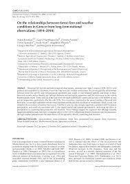 Pdf On The Relationships Between Forest Fires And Weather Conditions In Greece From Long Term National Observations 1894 2010