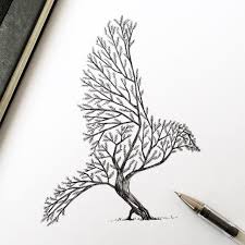 Sketch Bird On Branch Drawing Love This Drawing By Alfredbasha Drawing Design Branches Contrast Pen Illustration Bird Sketch Tattoos