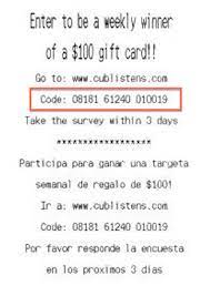 All questions regarding your gift card balance should be directed at the merchant that. Survey Feedback Www Cublistens Com Cub Listens Survey