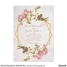 Floral Geometric Marble Gold And Flowers Wedding Invitation Zazzle Com In 2021 Marble Invitation Wedding Flower Wedding Invitation Floral Wedding Invitations