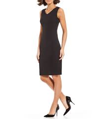 Kasper Petite Size Stretch Crepe V Neck Sheath Dress Black 12p Petite Outfits Sheath Dress Petite Size
