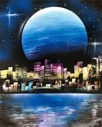 Cityscape Spray Paint Art Design City Water Blueplanet Spray Paint Art Spray Paint Artwork Beautiful Art