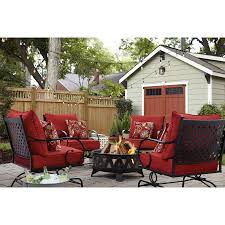 Garden Treasures Yorkford Set Of 2 Black Metal Spring Motion Conversation Chair S With Red Slat Seat Lowes Com Patio Furniture Collection Patio Furniture Covers Patio Decor