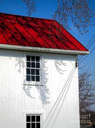 For example, if you have a very bold, colored home, such as a barn red, then any roof color is going to contrast it. Red Tin Roof On White House Photograph By William Kuta