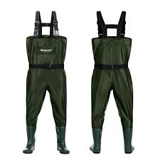 Magreel Kids Chest Waders Waterproof Nylon Pvc Youth Waders With Boots Fishing Hunting Waders For Toddler Children Boys Girls Army Green Age