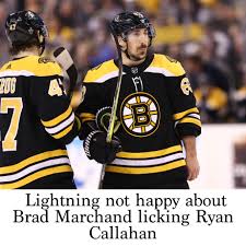 Brad marchand of the boston bruins is seen before playing in the 2019 bridgestone nhl winter classic against the chicago. Lightning Not Happy About Brad Marchand Licking Ryan Callahan