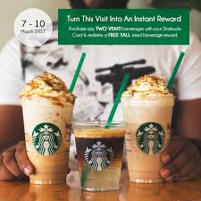 Kualiti kopi dari strabucks tidak perlu diragui, hanya datang dan cuba beberapa produk kopi dari strabucks. Starbucks Card Buy 2 Venti Sized Beverages Free 1 Tall Size Beverage Reward 7 10 March 2017 Harga Runtuh Harga Runtuh Durian Runtuh