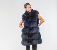 Blue Black Fox Fur Vest 100 Real Fur Coats And Accessories