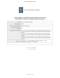 Pdf False Negative Of Rt Pcr And Prolonged Nucleic Acid Conversion In Covid 19 Rather Than Recurrence