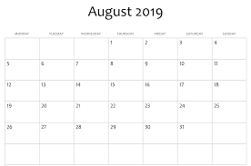Editable August 2019 Calendar Calendar Template 2020 Calendar Template Print Calendar