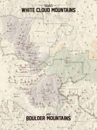 Boulder Mountains White Cloud Mountains Idaho Climbers Map 18x24 Poster Bouldering Clouds Map Poster