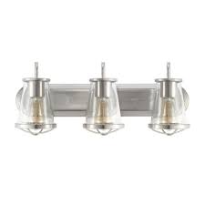 Some popular features for brushed nickel vanity lighting are dimmable , ambient light and up & down lighting. Home Decorators Collection Georgina 3 Light Brushed Nickel Vanity Light Hb2626 35 The Home Depot Vanity Lighting Home Decorators Collection Industrial Bathroom Lighting