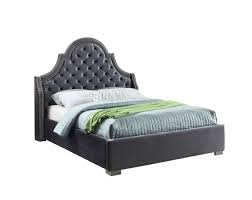 Madison Grey Bed Meridian Furniture Elegant And Eye Catching The Stunning Madison Bed From Meridi Velvet Upholstered Bed Upholstered Beds Tufted Headboard