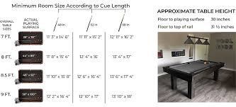 Room Size Specifications Olhausen Billiards