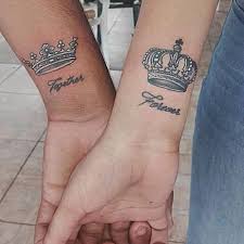 Whether an arm tattoo, chest tattoo or neck tattoo you can both match in style.… 30 Top Design Ideas For Couple King And Queen Tattoos