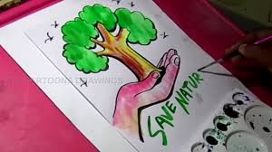 How To Draw Save Trees And Save Nature Drawing