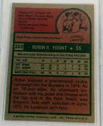 1990 topps robin yount all star card #389 lot milwaukee brewers. Lot 1975 Topps 223 Robin Yount Milwaukee Brewers Rookie Card