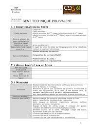 Calameo Cdg61 Agent Technique Polyvalent Fiche De Poste