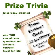 St patrick's day music worksheets: Second Life Marketplace Prize Trivia Quest St Patricks Day Special With Option To Make Your Own Treasure Quest Easily
