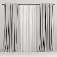 Light Gray Curtains With Tulle 3d Cgtrader