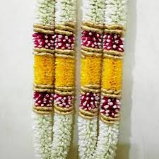 Marriage Engagement Malai Design Wedding netted malai with golden rope. marriage engagement malai design