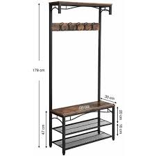 Vasagle Vestiaire Au Style Rustique Meuble D Entree Avec Etagere A Chaussures Banc Et Crochets Armature En Meuble Entree Porte Manteau Bois Porte Manteaux