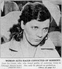 In 1926, race car driver and Memphis native Joan LaCosta set the speed  record for a woman at 145 miles an hour at Daytona Beach. Here she is  pictured in her famous