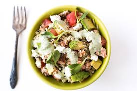 Salmon Quinoa Bowl Meg Is Well Recipe Salmon Quinoa Protein Dinner High Protein Dinner
