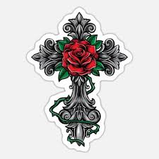 See more ideas about tattoos for daughters, tattoos, small tattoos. Cross Rose Thorns Tattoo Design Water Bottle Spreadshirt