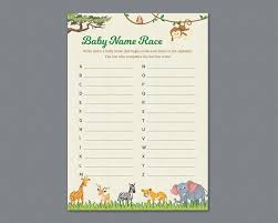Baby Name Race Game Printable Jungle Safari Baby Shower Games A Z Baby Names Alphabet Baby Names Baby Names Safari Baby Shower Jungle Safari Baby Shower