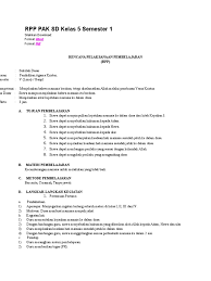 Rpp kelas 5 tema 6 (download disini). Rpp Pak Sd Kelas 5 Semester 2