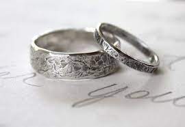 Rustic Wedding Band Ring Set Custom Recycled Silver Wedding Rings Engraved Inscription River Rock Wedding Rings In 2019 Rustic Wedding Bands Wedding Rings Silver Wedding Bands