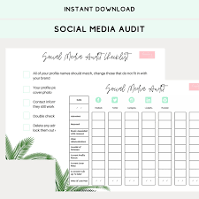Social Media Audit Worksheet For Help With Social Media Etsy Social Media Worksheet Social Media Checklist Social Media Template