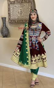 Afghan Velvet Kuchi Dress With Charma Dozi Afghan Clothes Afghan Dresses Afghan Fashion
