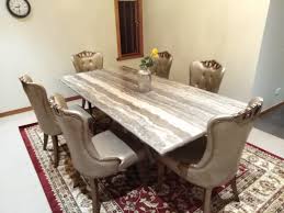 Prince Marble Stone Dining Table With 6 Designed Chairs Chair Empire Table Classic Recliner Discount Wood Design Stone Dining Table Dining Table Table